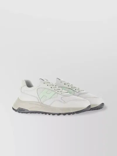 Hogan Perforated Round Toe Rubber Sole Sneakers In White