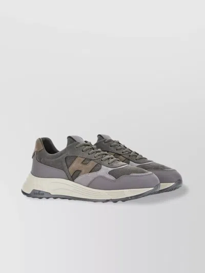 Hogan Perforated Suede Panels Sneakers In Grey
