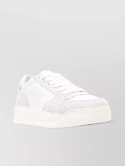 Hogan Perforated Toe Rubber Sole Suede Panels Sneakers In White