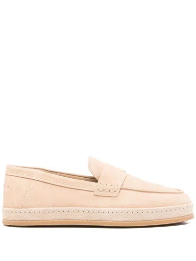 Hogan Pink Calf Suede Mocassins