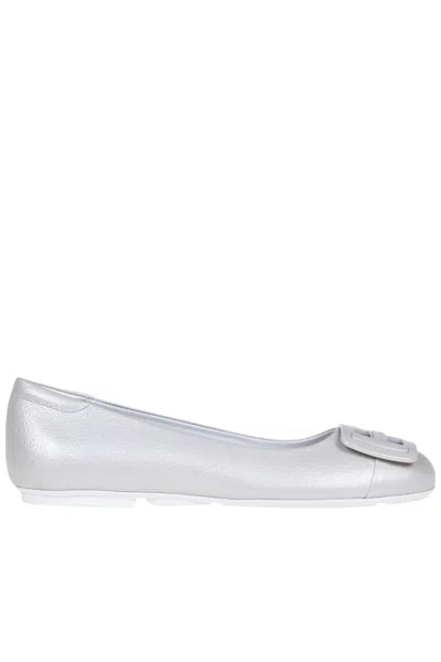 Hogan Placca Verniciata Ballerinas In Silver