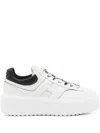 Hogan Platform Houndstooth-lace Sneakers In White