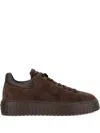 Hogan Brown Suede Sneakers With Padded Collar In Brown