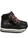Hogan Platform Leather Lace-up Sneakers In Black
