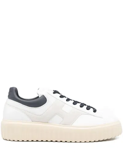 HOGAN PLATFORM LEATHER LACE-UP SNEAKERS