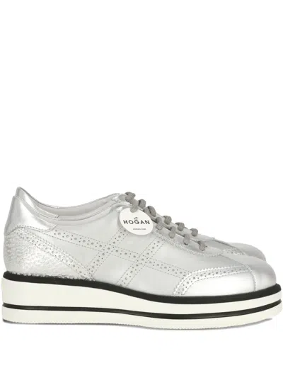 Hogan Platform Leather Sneakers In White