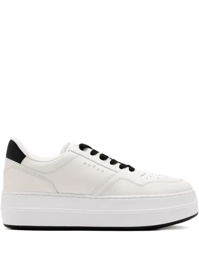 Hogan Platform Leather Sneakers In White