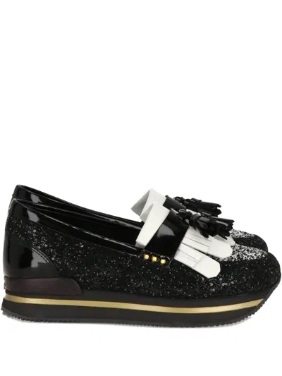 Hogan Platform Tassel Loafers In Black