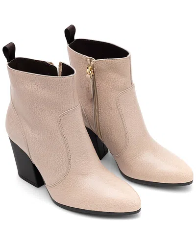 Hogan Pointed-toe Leather Bootie In Neutral