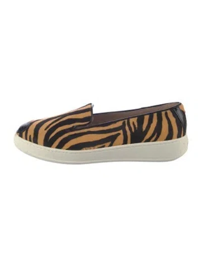 Pre-owned Hogan Ponyhair Animal Print Flats In Multicolor