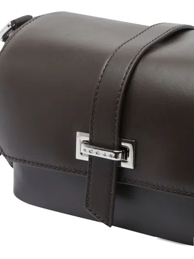 Hogan Pre Flap Small Leather Crossbody Bag In Brown