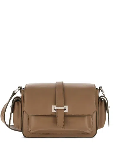 Hogan Pre Flap Small Leather Crossbody Bag In Brown