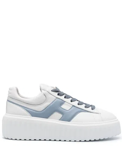 Hogan Pre H Stripes Leather Sneakers In White