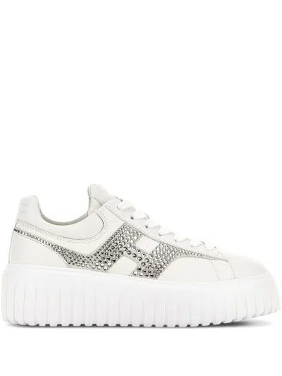 Hogan Pre H Stripes Leather Sneakers In White