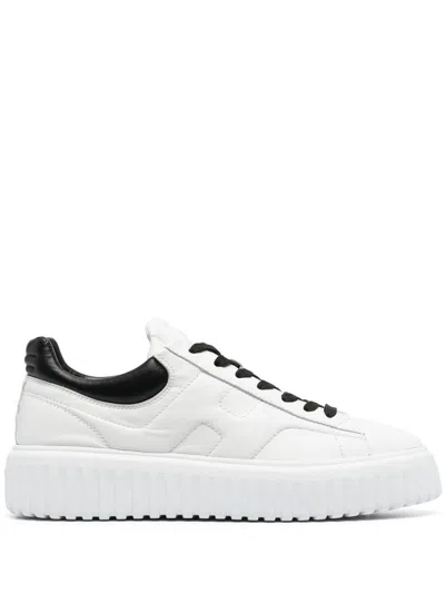 Hogan Pre H Stripes Leather Sneakers In White