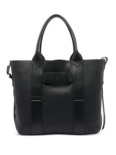 Hogan Pre Script Medium Leather Tote Bag In Black