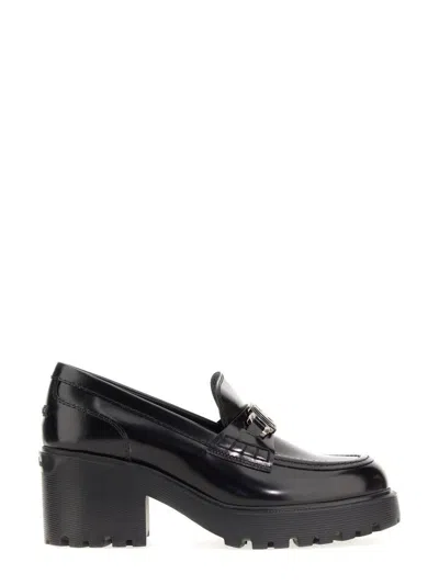 Hogan H649 Leather Loafer Pumps In Black