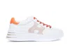 Hogan Rebel Sneakers In Nappa Leather Multicolor In White/orange/beige