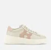 Hogan Leather Sneakers Rebel Panelled Platform Round Suede In White