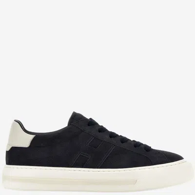 Hogan Blue White Rebel Front Lacing Leather Sneakers In Black