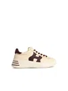 Hogan H564 Ivory Leather Low-top Sneakers In Burgundy