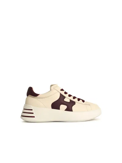 Hogan 'rebel H564' Cream Leather Sneakers In Multi