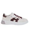 Hogan H564 Ivory Leather Low-top Sneakers In Burgundy