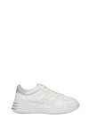 Hogan Leather Sneakers With Glittered Patch In White