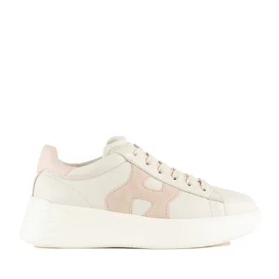 Hogan Rebel Ivory And Pink Sneakers In White