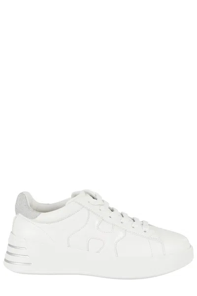 Hogan Rebel Lace-up Sneakers With Shiny Side Detail In White