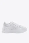 Hogan Leather Sneakers With Glittered Patch In White