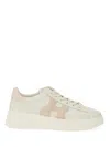 Hogan Leather Sneakers Rebel Panelled Platform Round Suede In Pink