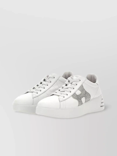 Hogan "rebel" Leather Sneakers Platform Sole In White