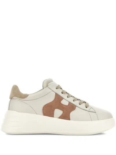 Hogan Rebel Logo-applique Sneakers In Neutral