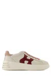Hogan Rebel Calf Leather Sneakers With Pink Heel