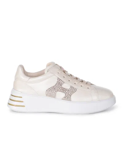Hogan "rebel" Sneakers Made Of Leather. In Neutral