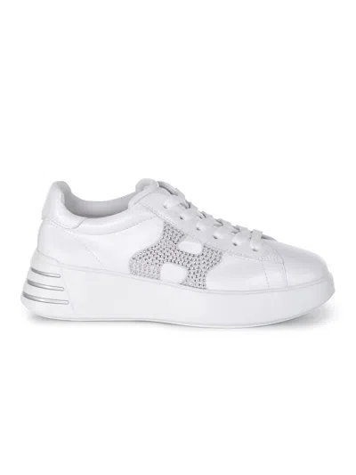 Hogan "rebel" Sneakers Made Of Pearl Leather. In White