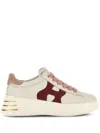 Hogan Rebel Calf Leather Sneakers With Pink Heel In Nude & Neutrals