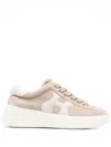 Hogan Low Top Sneakers With Rubber Sole And Suede Upper In Nude & Neutrals