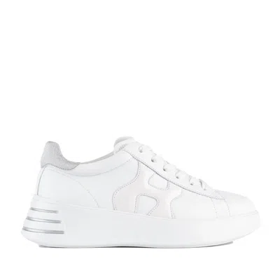 HOGAN HOGAN REBEL WHITE AND SILVER SNEAKERS