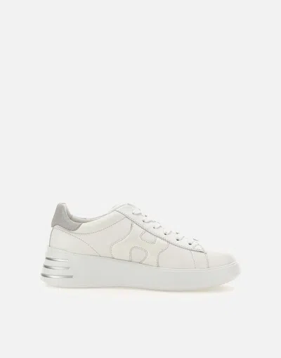 Hogan Rebel White Nappa Trainers With Shiny Details