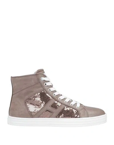 Hogan Rebel Woman Sneakers Khaki Size 5 Soft Leather In Beige