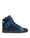 Hogan Rebel Woman Sneakers Midnight Blue Size 6 Calfskin, Goat Skin In Blue
