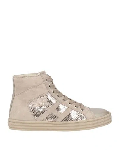 Hogan Rebel Woman Sneakers Taupe Size 11 Leather In Grey