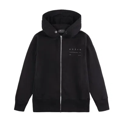 Hogan Refined Black Zip Hoodie In Virgin Wool