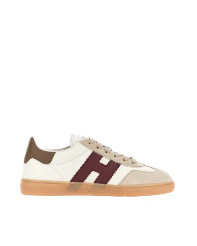 Hogan Refined Leather Sneakers With Suede Accents In White