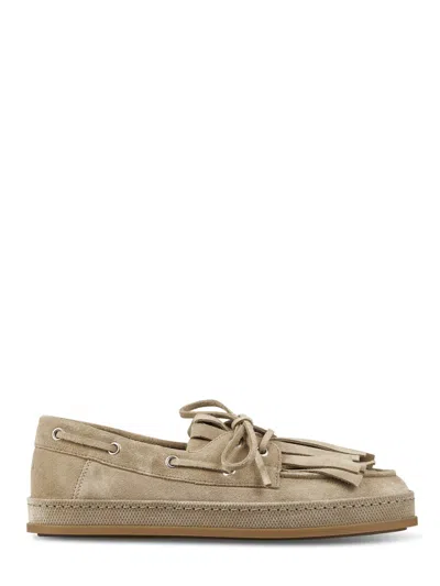 Hogan Refined Suede Flat Shoes With Lace-through Detail In Green