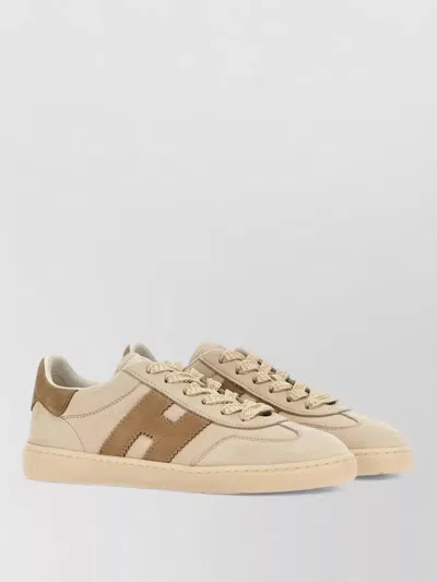 Hogan Retro Lace Up Sneakers Nubuck Cupsole In Neutral