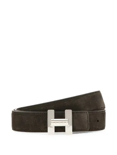 Hogan Reversible Belt In Suede In Brown