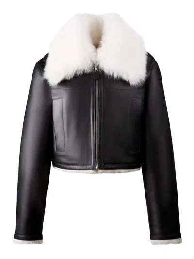 Hogan Leather And Shearling Reversible Jacket In Black